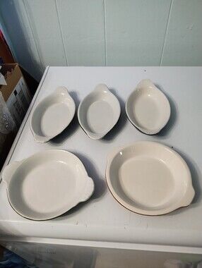 5-Vintage (4) Hall & (1) Chefsware Au Gratin Baking Dishes